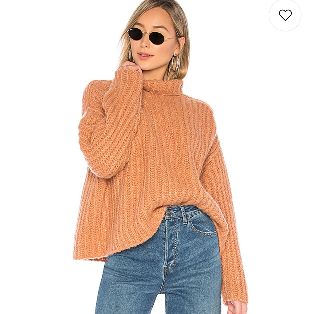 Free People Fluffy Fox Sweater in “Papaya”